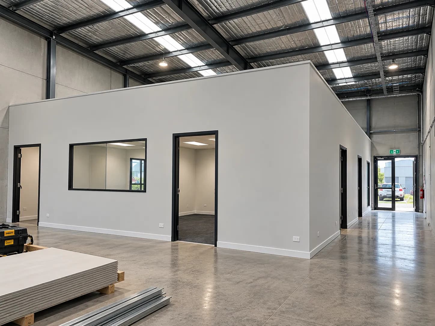 An internal office fit-out built inside a commercial building by Finer Builds.