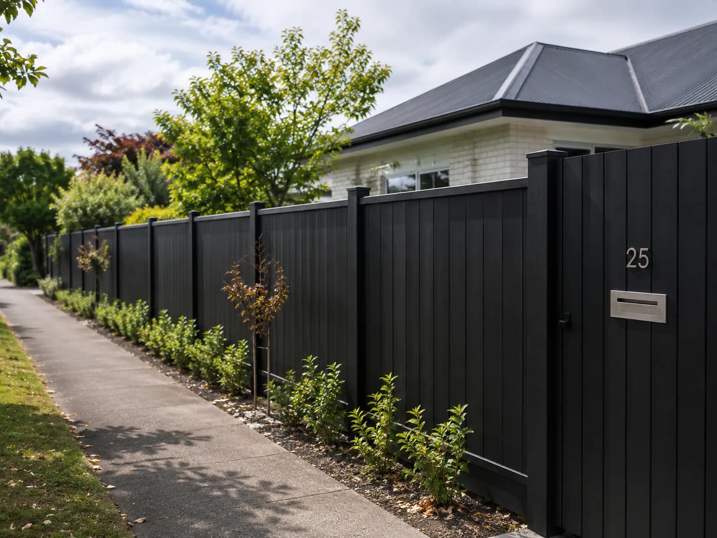 A timber boundary fence built by Finer Builds.