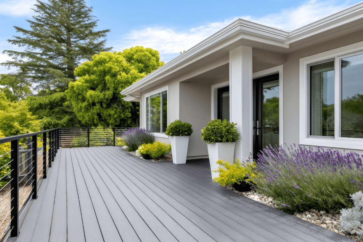 An outdoor space from a finished Finer Builds renovation — the standard Sarah and James praised.